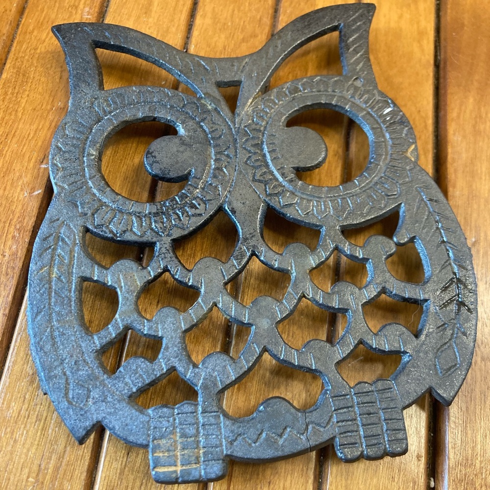 1970s Cast Iron Owl Trivet